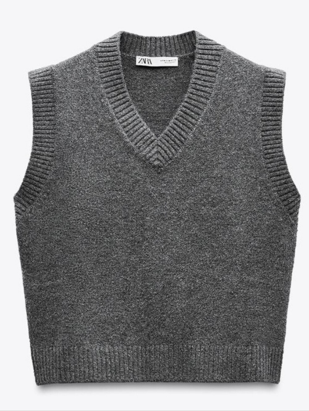 Zara Grey V-Neck Knit Sweater Vest
